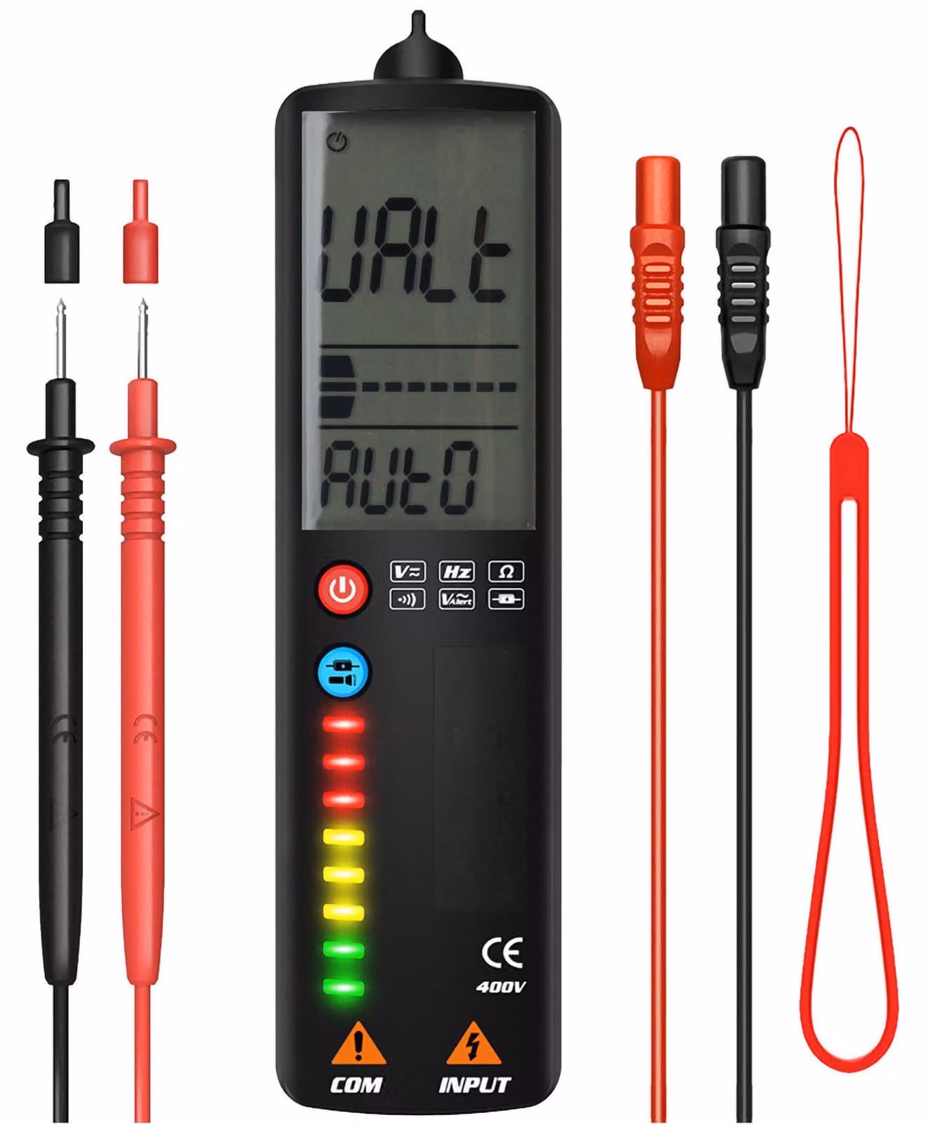 Multimetro digitale LCD senza contatto a doppia modalità, rilevatore di tensione, tester di resistenza e frequenza