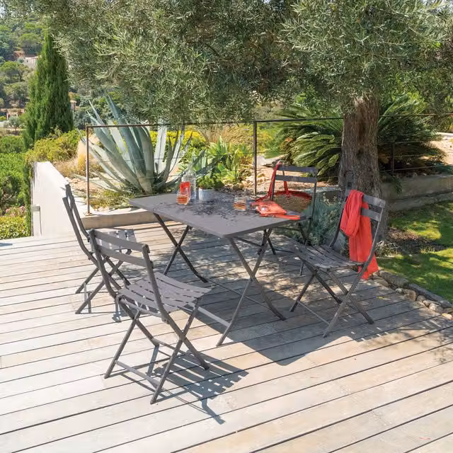 Tavolo da giardino rettangolare pieghevole Hesperide in acciaio antracite L: 126 cm, P: 71 cm, H: 70 cm