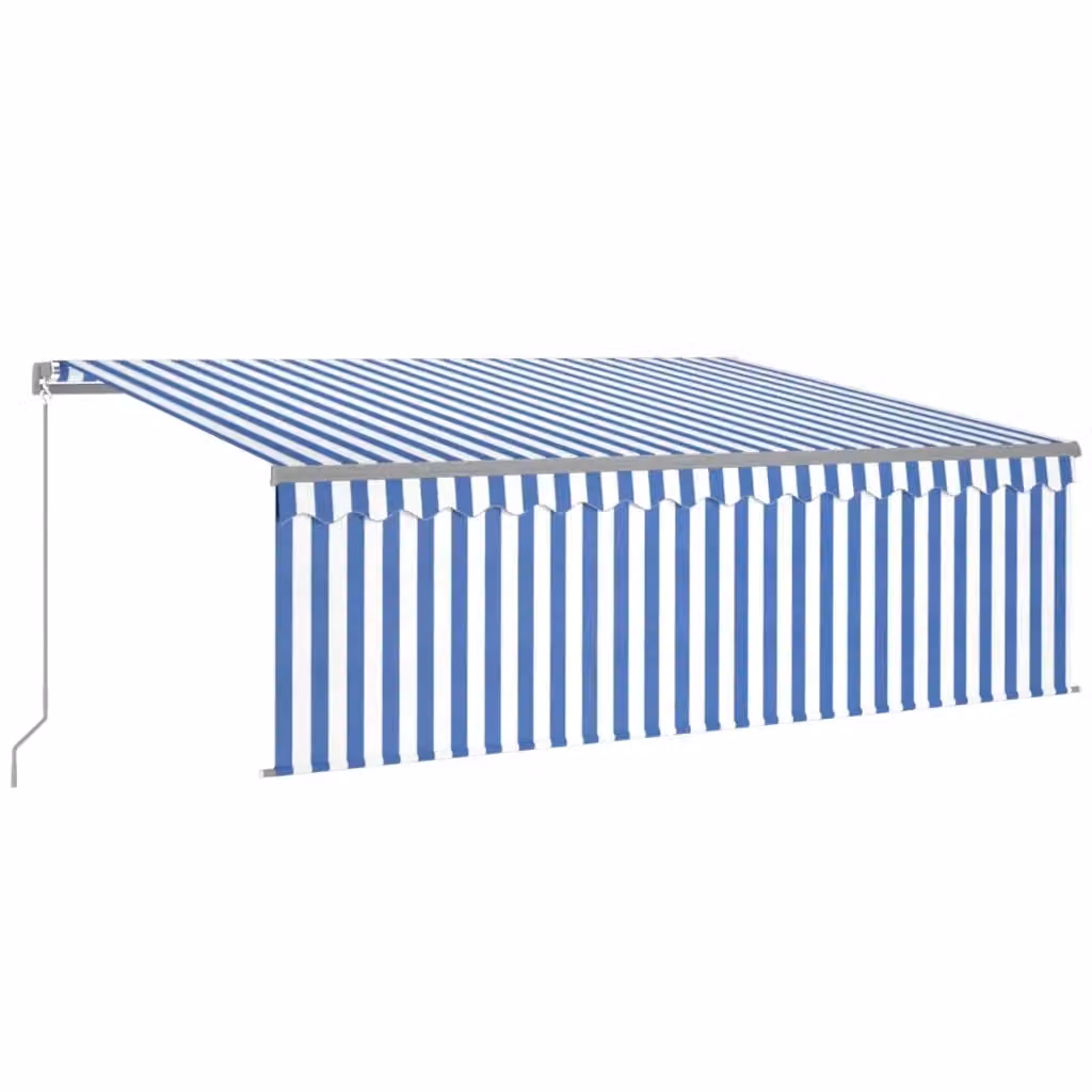Tenda da sole retrattile manuale vidaxl con bracci a scomparsa in alluminio e tessuto in poliestere, Blu, Bianco e Antracite, L: 400 cm x P: 300 cm – 2