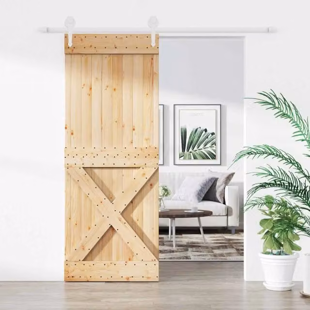 Porta scorrevole minimalist vidaXL in legno e acciaio, colori bianco e beige, H: 210 cm, L: 200 cm