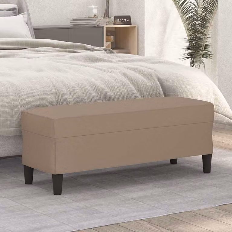 Panca vidaXL in similpelle color beige/marrone, L 100 x P 35 x H 41 cm