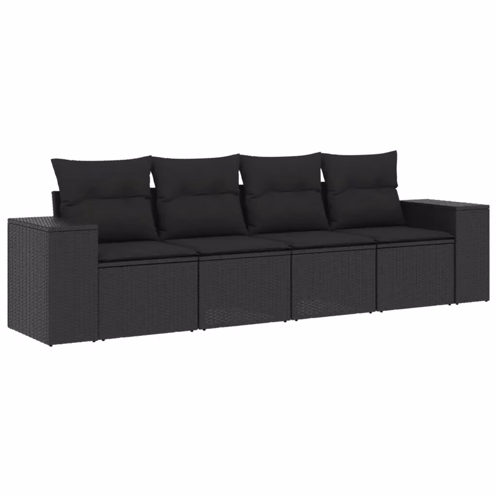 Set di divani da giardino vidaXL in polyrattan nero con cuscini inclusi – 2