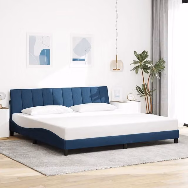 Giroletto senza materasso vidaXL Hanko Blu in tessuto con illuminazione sottostante e porta USB L/P/H: 205 x 200 x 74,5 cm