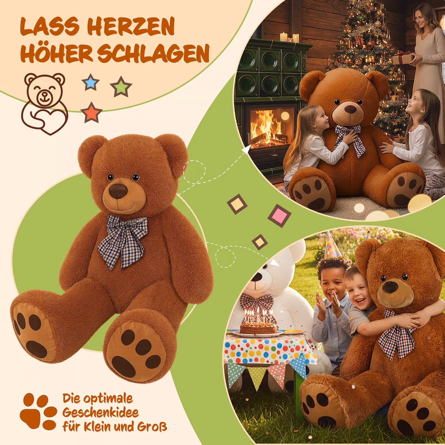Peluche Orsacchiotto XXL DEUBA marrone, Altezza: 100 cm – 3