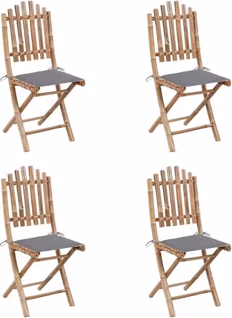 Set da Pranzo da Giardino 5 pz Pieghevole con Cuscini in Bambù 3063961