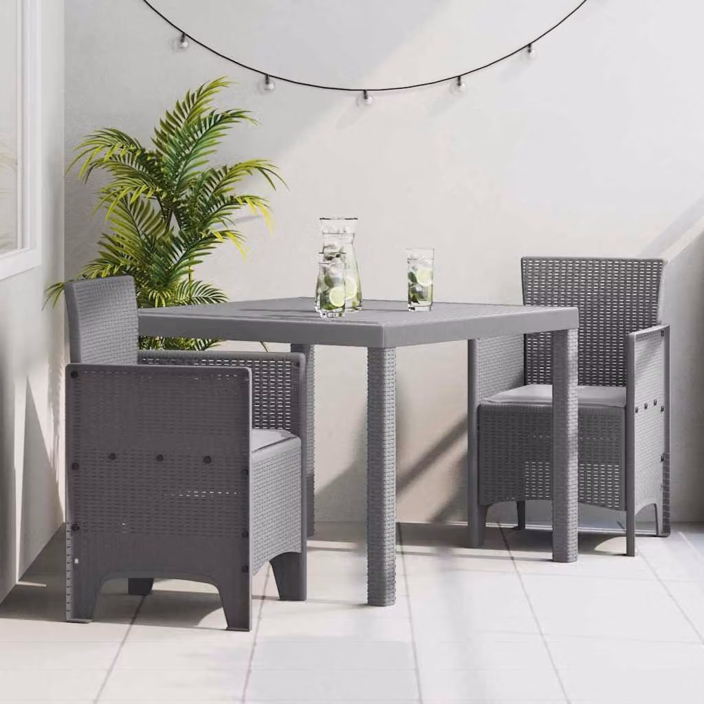 Maison Exclusive - Set da giardino per esterni, 3 pezzi, polipropilene grigio chiaro