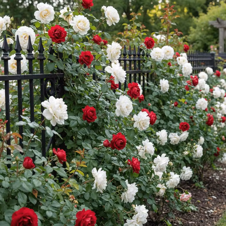 Rose rampicanti bianche e rosse - 2 piante - Perenni resistenti al freddo - Vere rose provenienti dall'Olanda - Ideali per muri, archi e recinzioni (non semi, non artificiali)