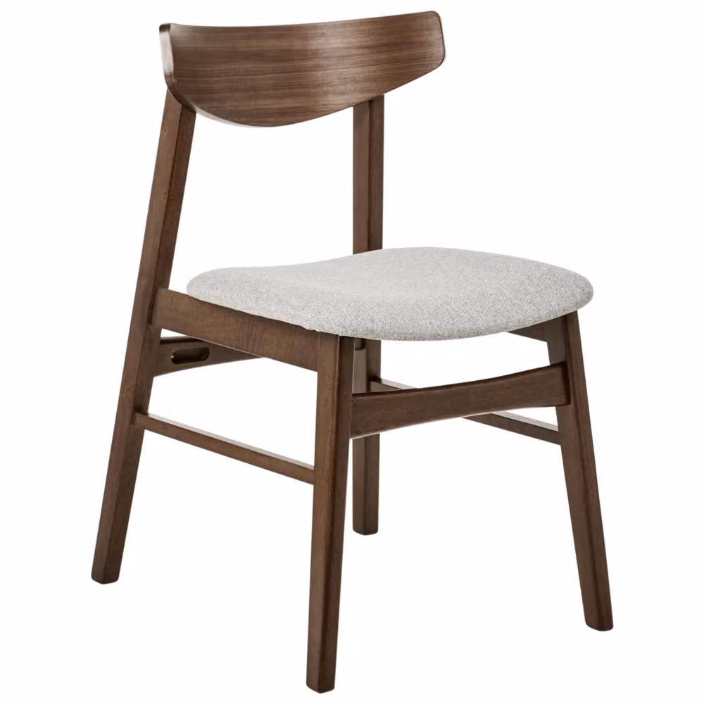 Set di 2 sedie da pranzo BELIANI in tessuto grigio con struttura in legno di gomma marrone scuro stile retrò e minimalista – 2