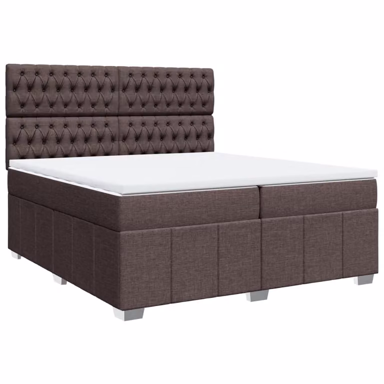 Giroletto a Molle con Materasso Marrone Scuro 200x200cm Tessuto