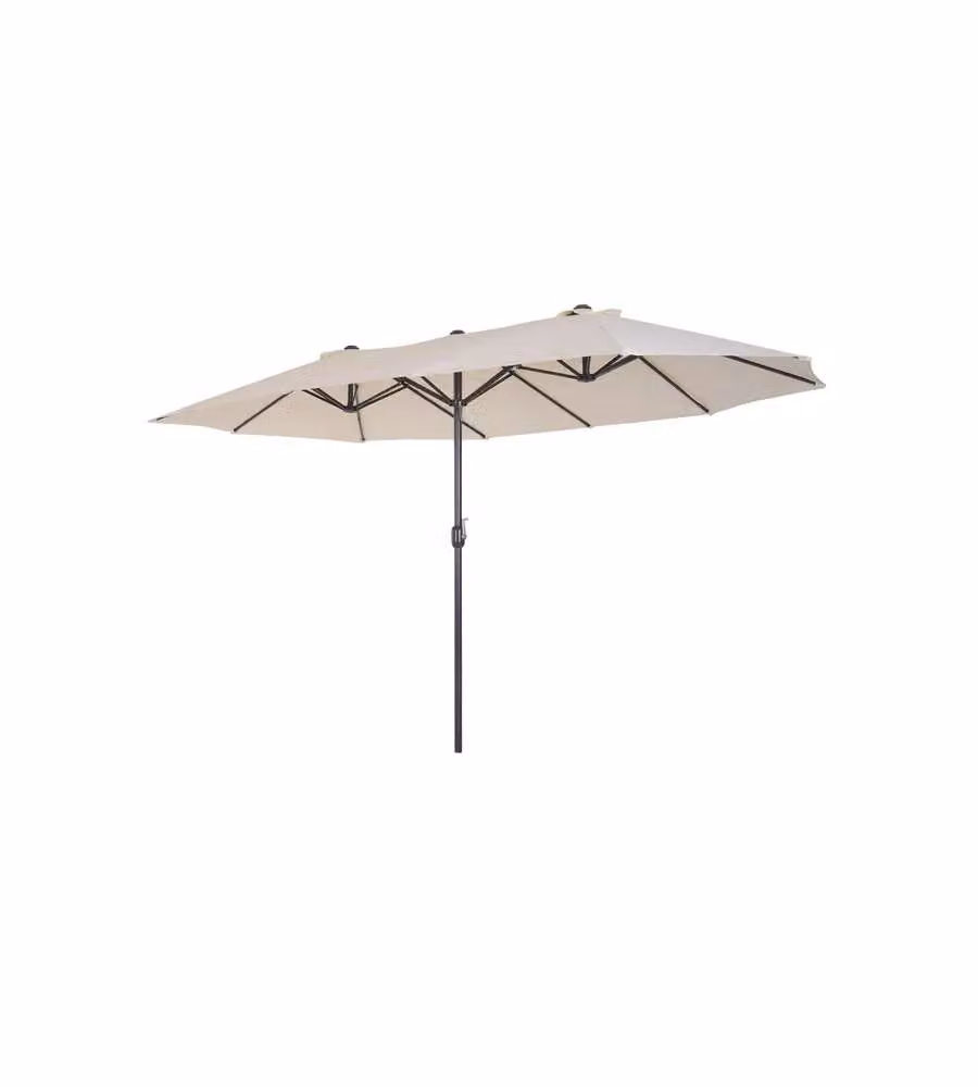 Ombrellone da Giardino Multiplo in Alluminio 270x460 cm Telo Ecru Poliestere 220g