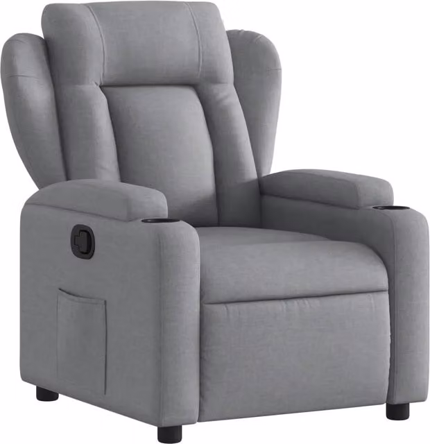 Poltrona | Sedia Relax reclinabile in tessuto grigio chiaro