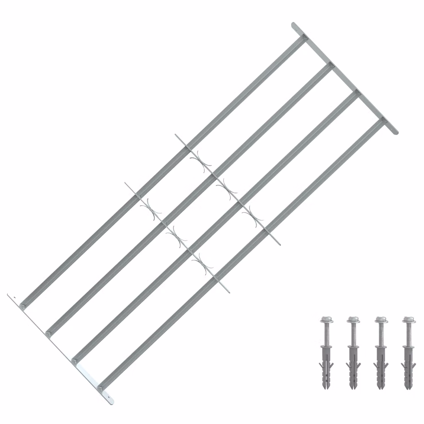 Set di 3 griglie di sicurezza per finestre vidaXL in acciaio zincato color argento con 4 barre trasversali
