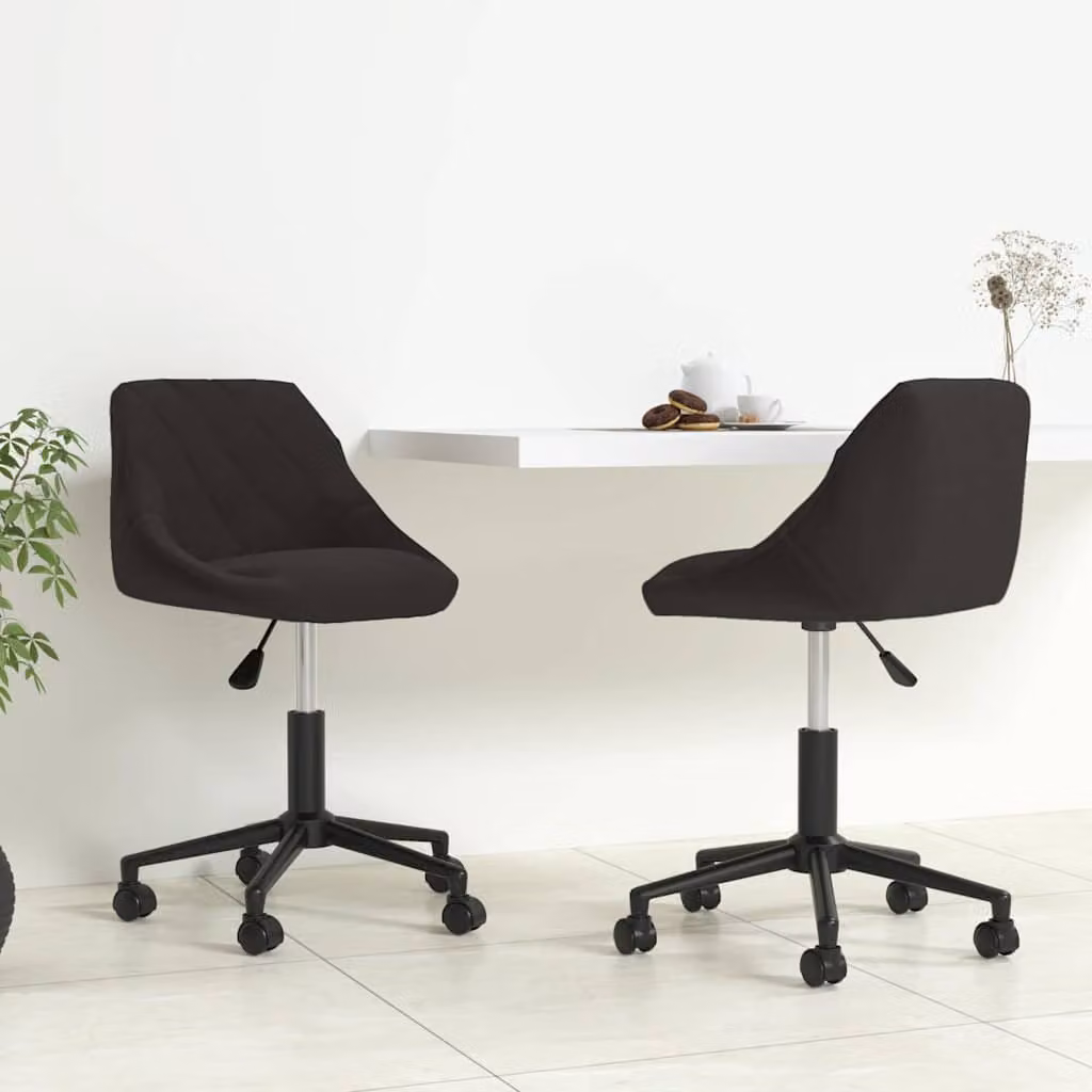 Set di 2 sedie da pranzo girevoli vidaXL in velluto nero con struttura in metallo e plastica per cucina e sala da pranzo