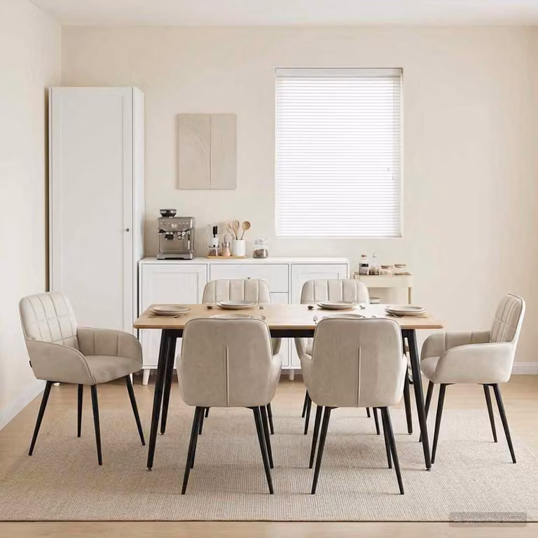 Set di 6 sedie da pranzo moderne vidaXL in velluto beige L: 56.5 cm, P: 50 cm, H: 85 cm
