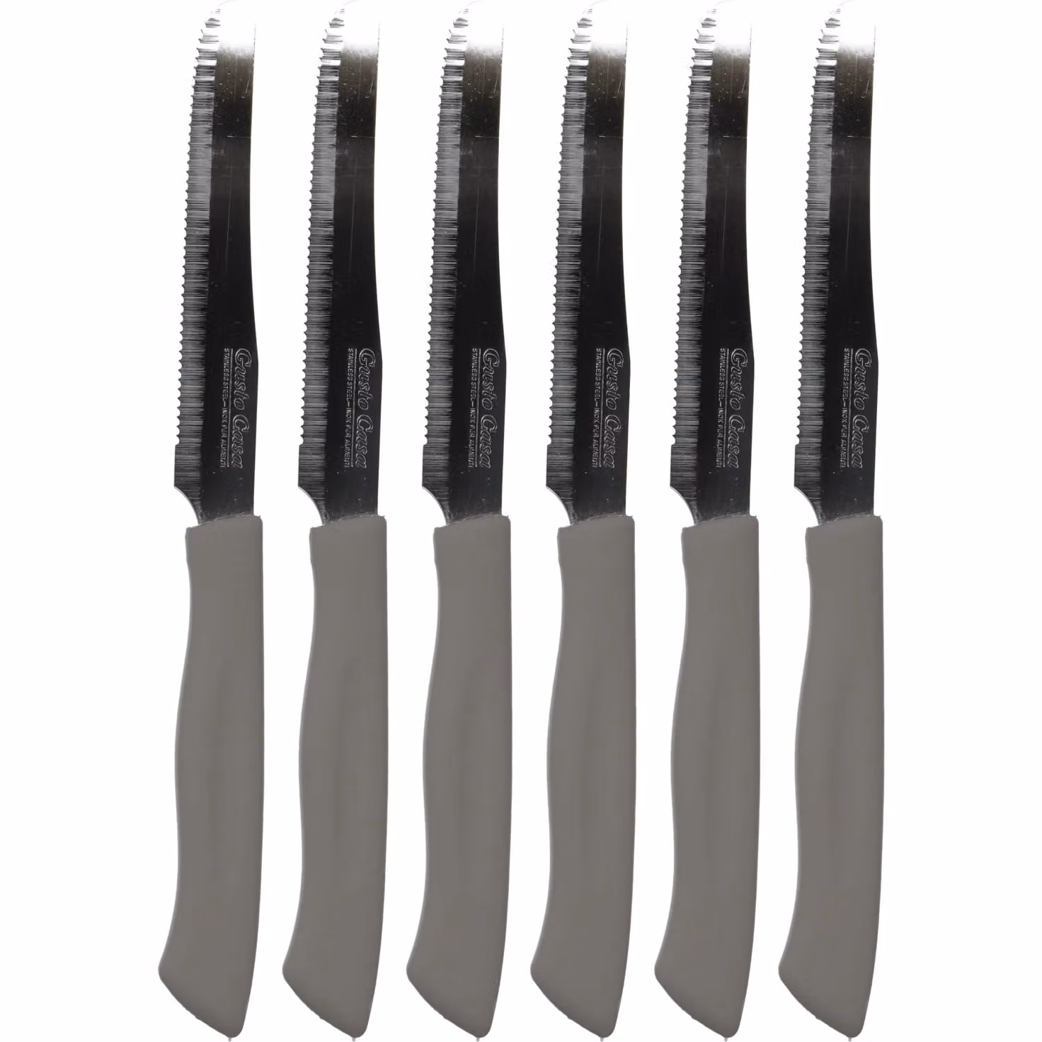 Set di 6 coltelli da tavola Gusto Casa in acciaio inossidabile con manico antiscivolo in plastica