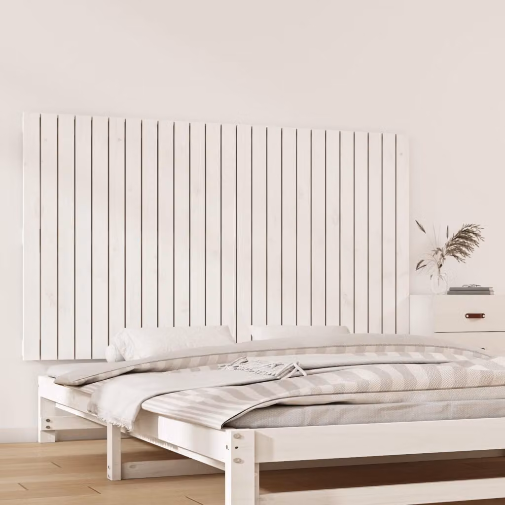 Testiera da parete vidaXL in legno massello di pino bianco, L 159,5 x P 3 x H 90 cm