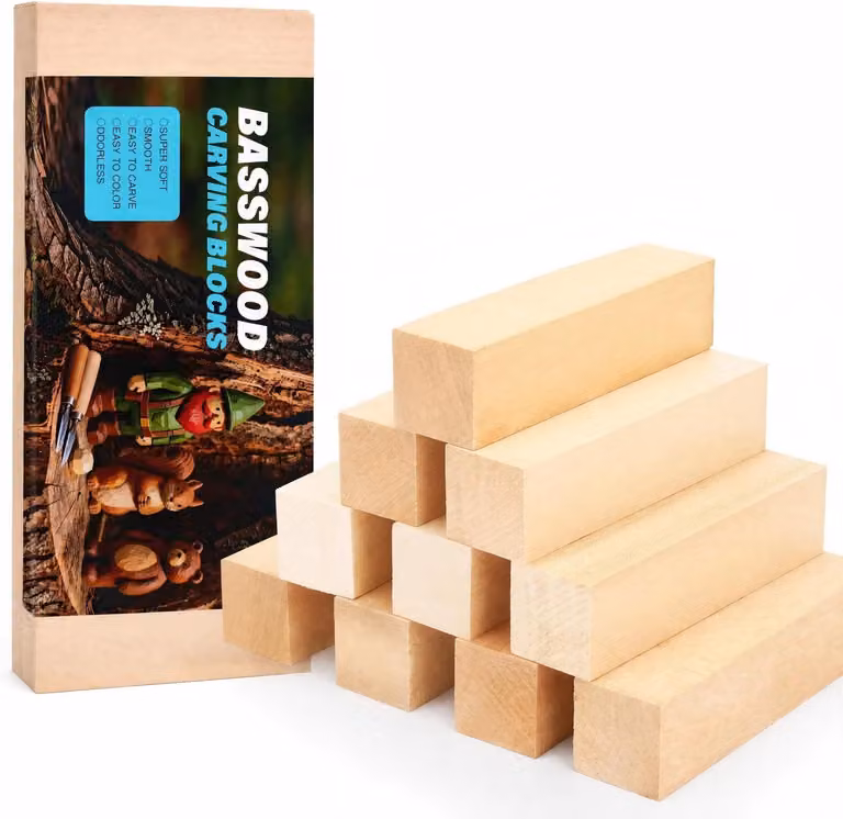 Blocchi di legno per intaglio, in legno di tiglio, set da 13 pezzi, di diverse dimensioni, ideali per la scultura del legno