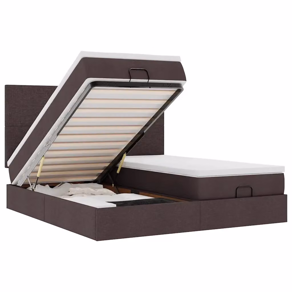 Letto moderno vidaXL con base contenitore a sollevamento, illuminazione sottostante e porta USB, in tessuto, L/P/H: 180 x 200 x 128 cm – 2