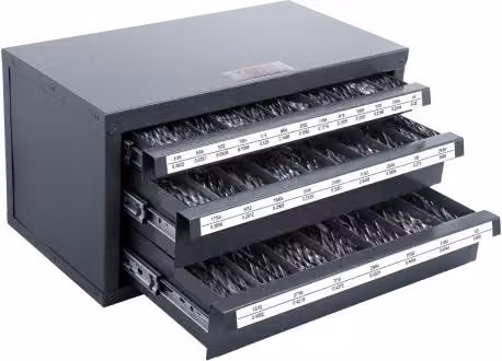 VEVOR Dispenser per punte da trapano con 29 scomparti e 3 cassetti impilabile, Grigio e Arancione, L/P/H: 37,5 x 20 x 20 cm