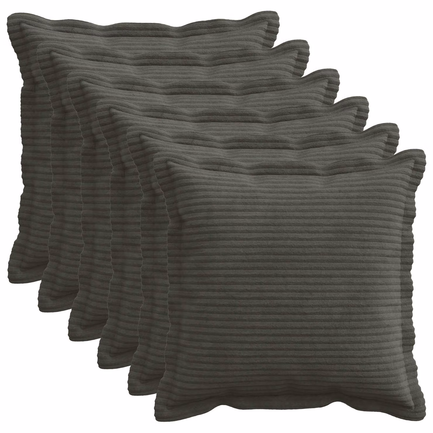Set di 6 federe vidaXL HOUTEN in velluto a coste, colore antracite, 50 x 50 cm
