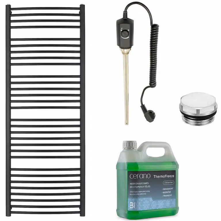 Set di radiatori elettrici da bagno Stefano - 900W - nero opaco - 1710x650 mm