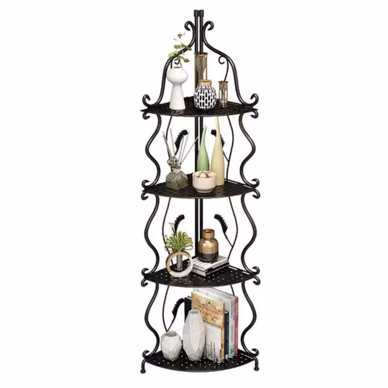 Elegante scaffale angolare da 103 cm, supporto per fiori angolare, scaffale per piante in metallo
