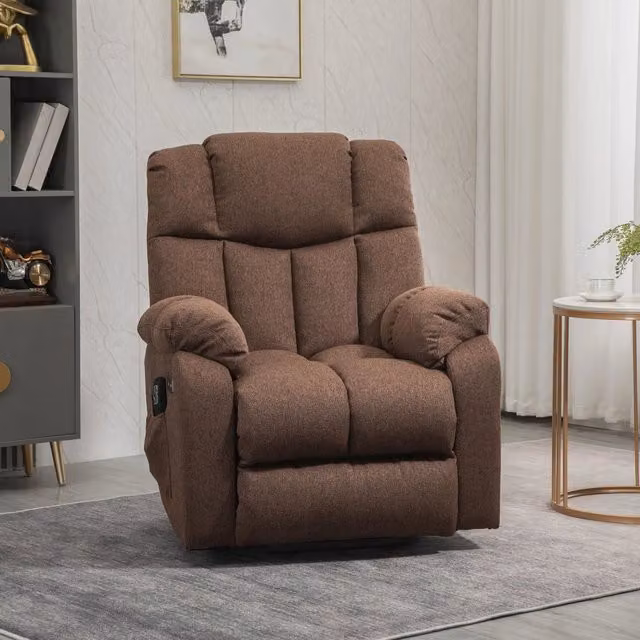 Poltrona relax elettrica 92x95x107 cm alzapersona reclinabile in acciaio marrone