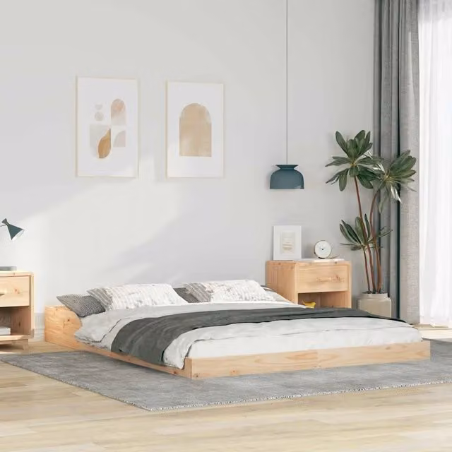 Struttura letto moderna vidaXL in pino massello marrone L/P: 150 x 200 cm, H: 203,5 cm
