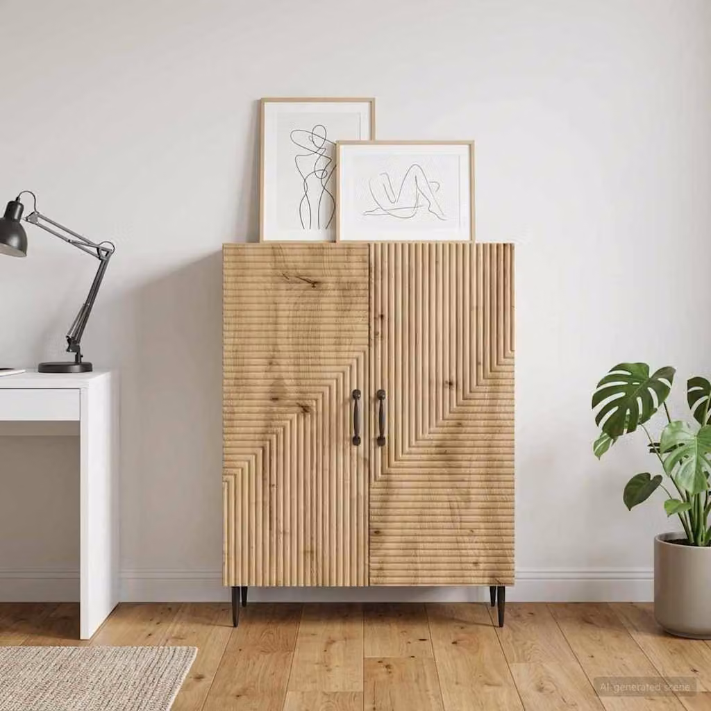 Credenza moderna vidaXL in legno e metallo color marrone L: 66 cm, P: 34,5 cm, H: 89,5 cm