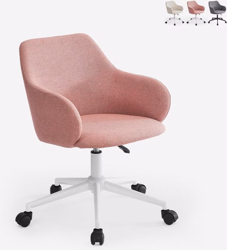 Sedia girevole in tessuto con braccioli Office Homeoffice Kivri - Rosa