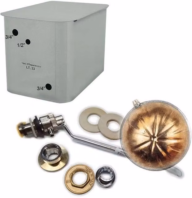 Vaso di espansione AFLEX in acciaio inox da 50 litri con kit di montaggio, colore argento