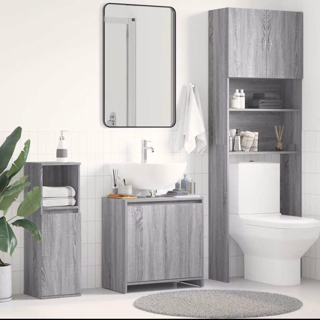 Armadietto da bagno sospeso vidaXL in legno MDF grigio opaco L: 60 cm, P: 33 cm, H: 60 cm