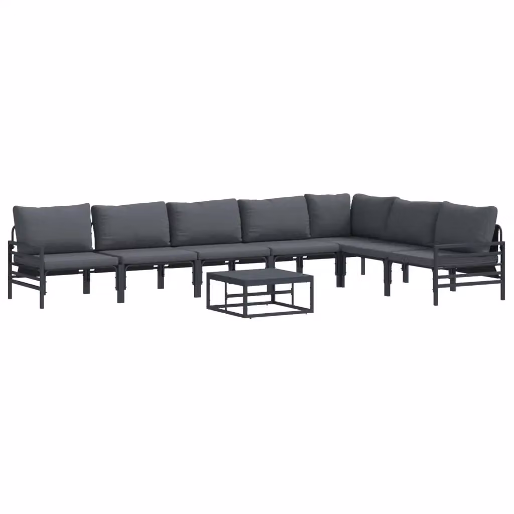 Set Divano da Giardino vidaXL 8 Pezzi a Forma di L con Cuscini in Antracite e Acciaio Verniciato a Polvere – 2