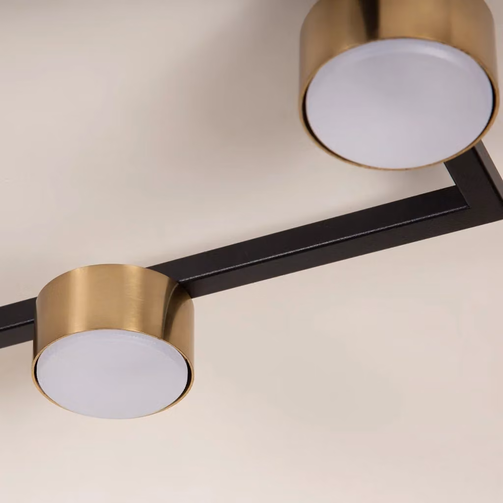 Plafoniera rettangolare moderna Sigma Lighting in metallo nero e oro con 3 spot GX53 – 2