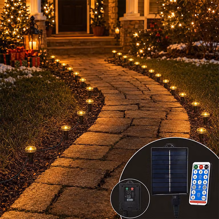 Catena luminosa solare, 7 metri, 50 LED, 8 modalità, luce bianco caldo, grado di protezione IP65