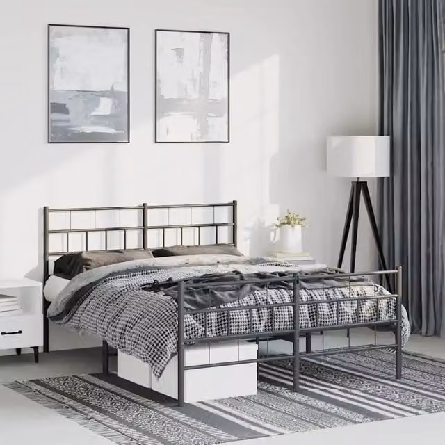 Letto con testiera e pediera in metallo nero vidaXL L/P: 150 x 200 cm