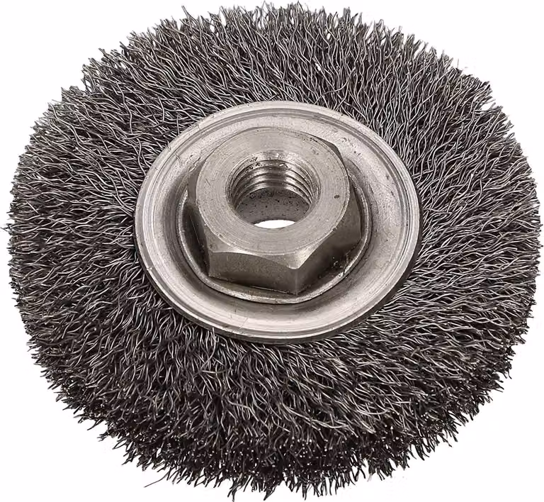 Spazzola a disco KOTARBAU® 80 mm con filo d'acciaio aggraffato M14 per smerigliatrici angolari