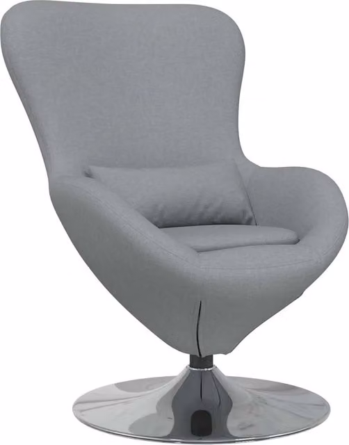 Poltrona Relax Design In modello uovo Grigio chiaro con braccioli e rotazione 360 gradi L: 63 cm, P: 73 cm, H: 90 cm – 1