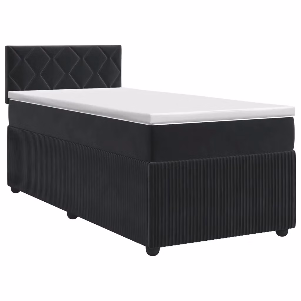 Letto box spring con materasso vidaXL in velluto nero L: 90 cm, P: 200 cm – 2