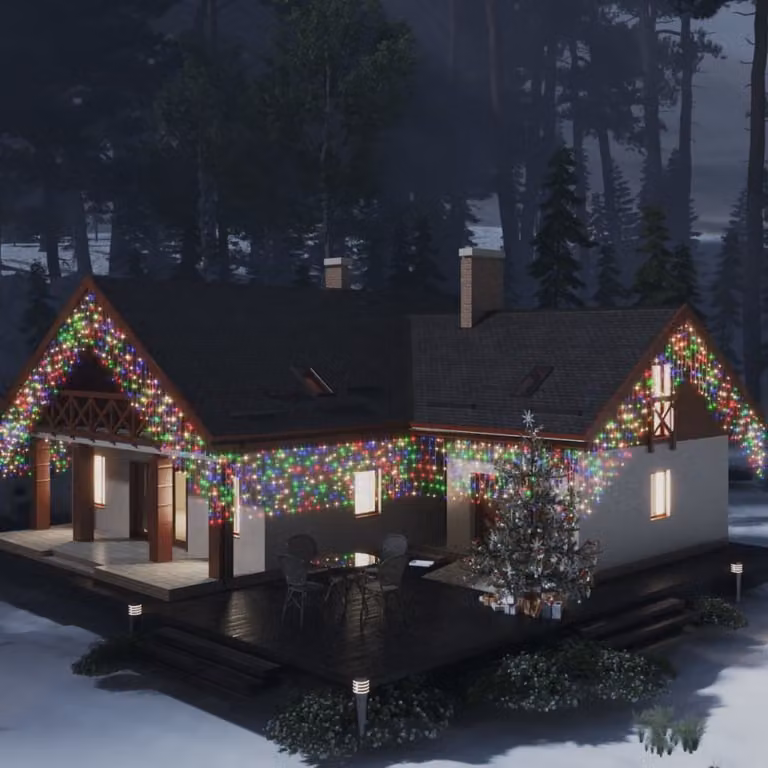 The Living Store Tenda luminosa a LED per ghiaccioli 10 m 400 LED Colorati 8 funzioni