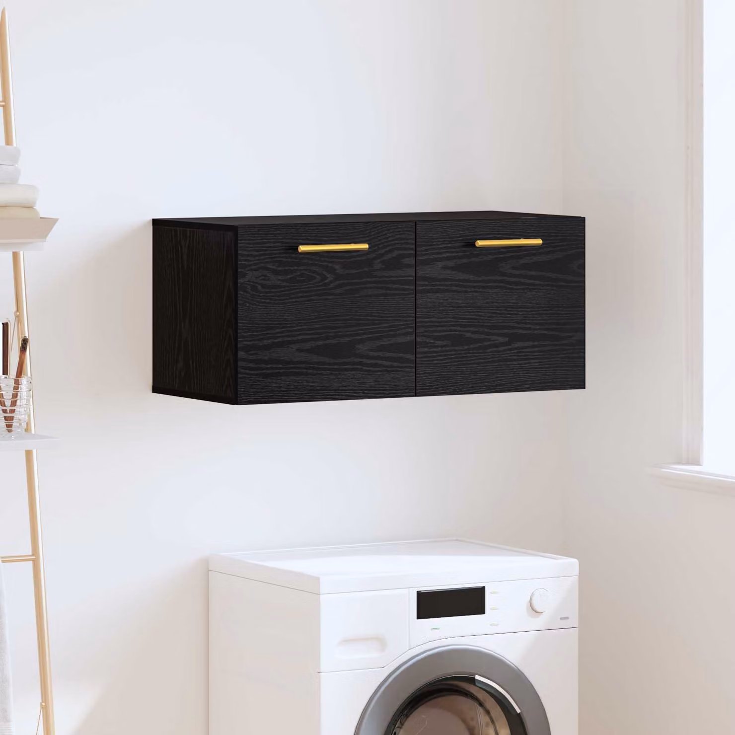 Armadietto a muro vidaXL in legno MDF stile rustico con ante a battente, L: 80 cm, P: 36.5 cm, H: 35 cm