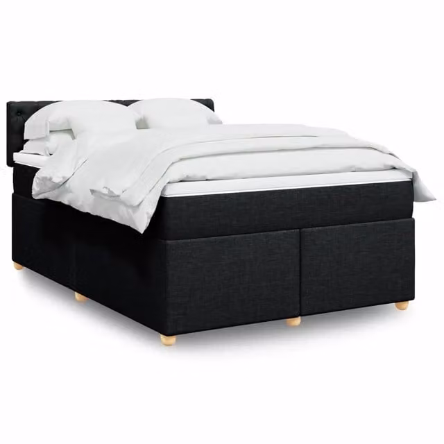 Letto Ibrido vidaXL con Giroletto a Molle e Materasso in Tessuto Nero e Bianco L/P/H: 140 x 200 cm
