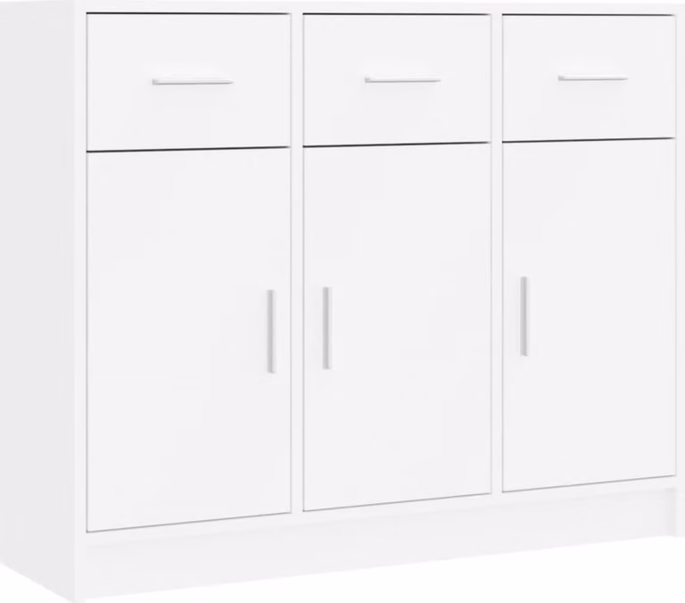 Credenza Bianca 91x28x75 cm in Legno Massello di Acacia