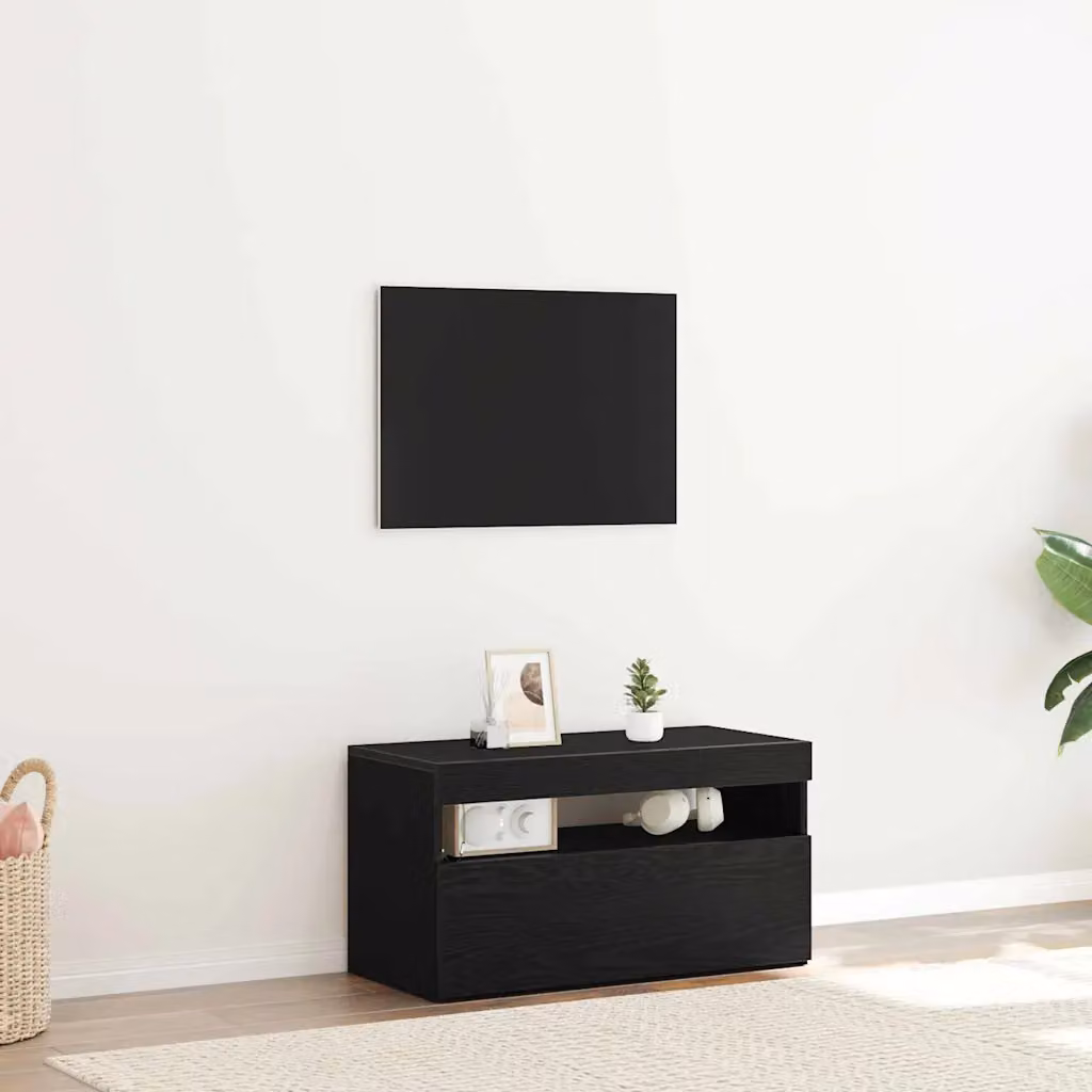 Mobile TV vidaXL Rovere Nero in Legno ingegnerizzato L: 75 cm, P: 35 cm, H: 40 cm