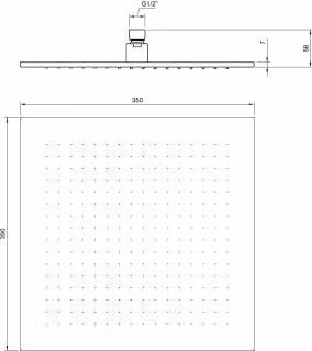 Soffione V&B Docce universali 350x350 mm, angolare, a soffitto, nero opaco