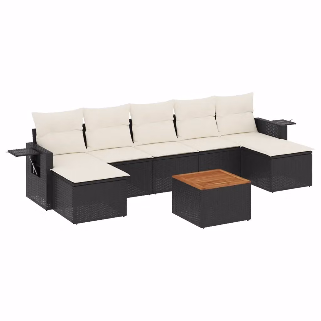 vidaXL Set Divani da Giardino a L con Cuscini 8 pz in Polyrattan Nero e Bianco – 2