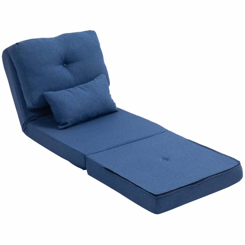 Poltrona letto convertibile Xylo blu scuro con schienale e cuscino regolabile in tessuto e struttura in metallo – 2