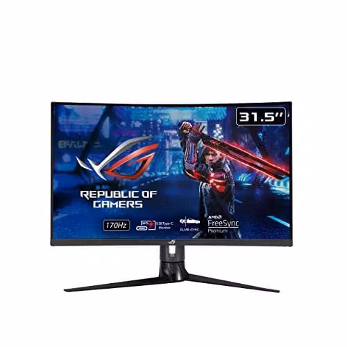 ASUS ROG Strix XG32VC Monitor Gaming Curvo – 31.5" WQHD (2560 x 1440), 170Hz*, 1ms MPRT, Extreme Low Motion Blur Sync, 125% sRGB, FreeSync Premium Pro, DisplayHDR™ 400, USB Type-C, KVM support