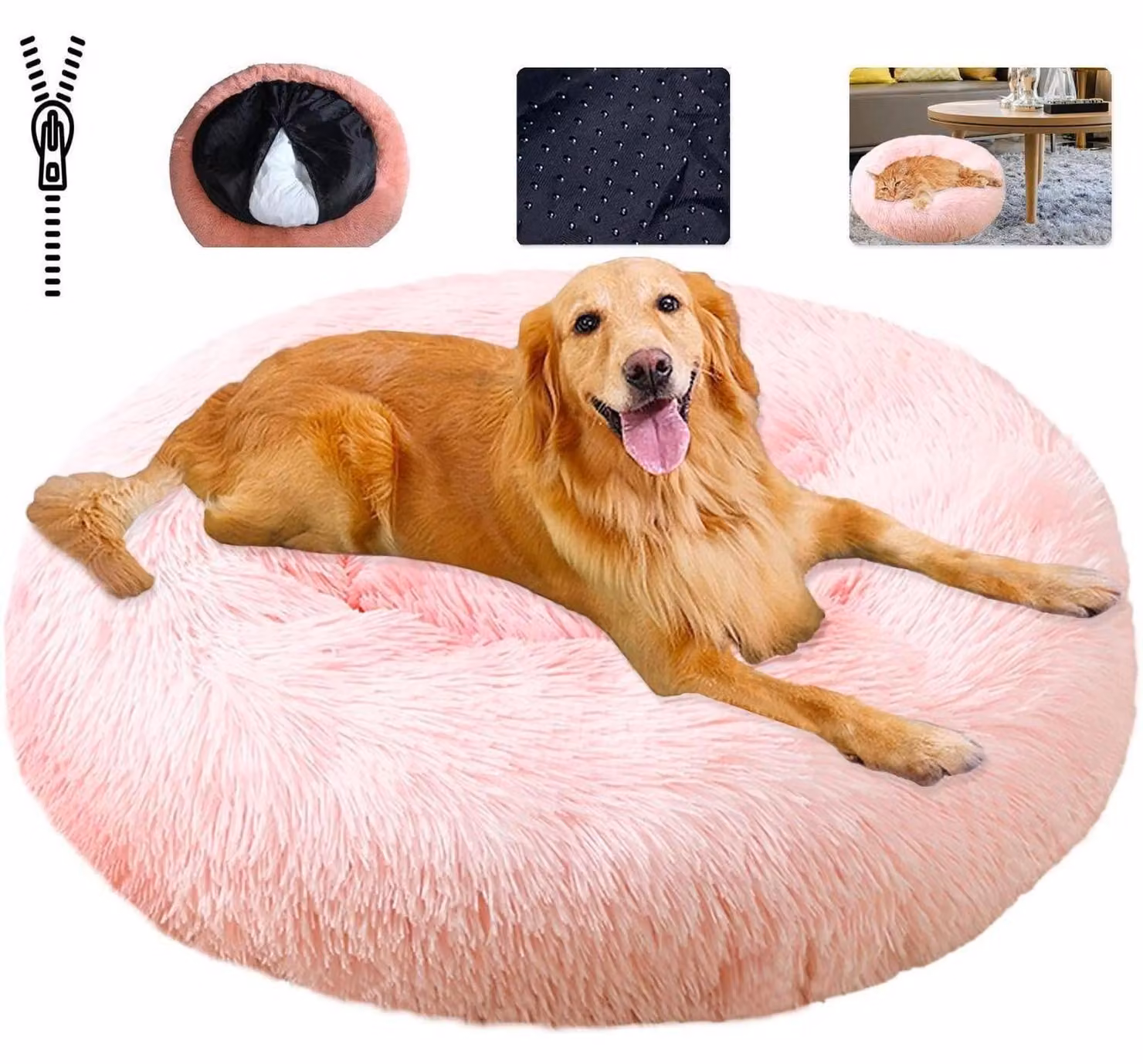 Cuccia per animali domestici, morbida e lavabile, cuscino per cani, effetto calmante, rosa chiaro, taglia 3XL (100 cm)