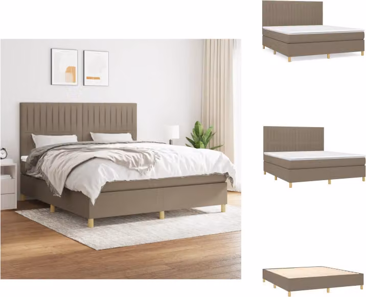 vidaXL Letto a molle con materasso in tessuto taupe 180x200 cm - Letti e strutture letto